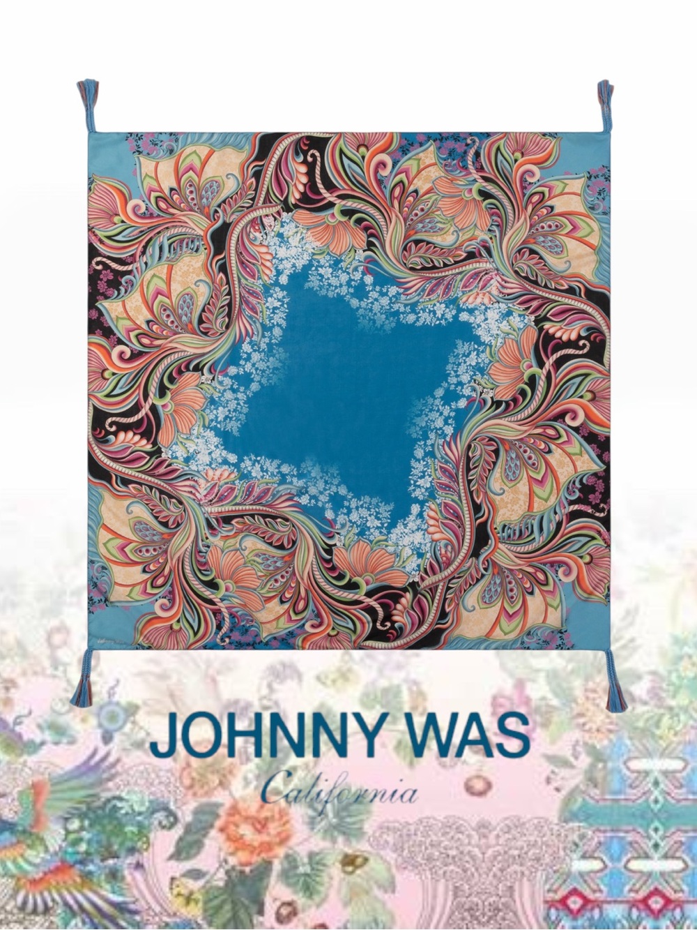 NWT Johnny Was Volante Silk Scarf Multi Square NIB